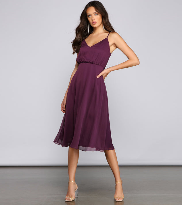 Maggie Formal Chiffon A-Line Midi Dress ...